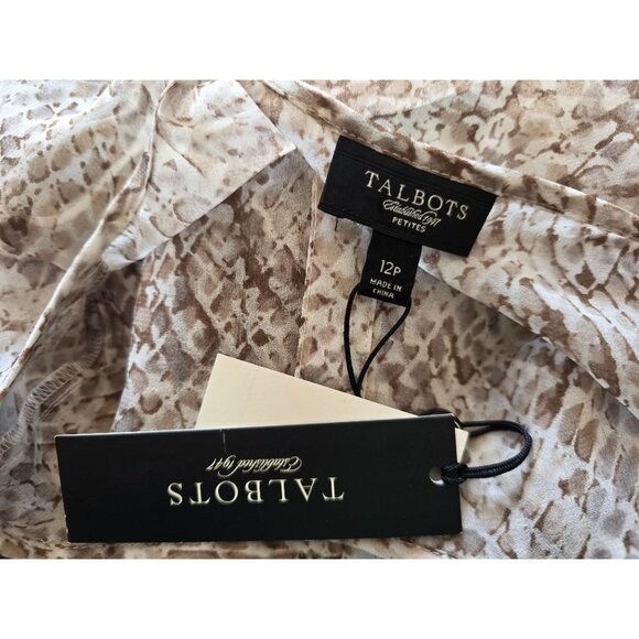 Talbots Womens Blouse Size 12P Snake Print Sheer Long Sleeve Button Front NWT - Picture 5 of 11